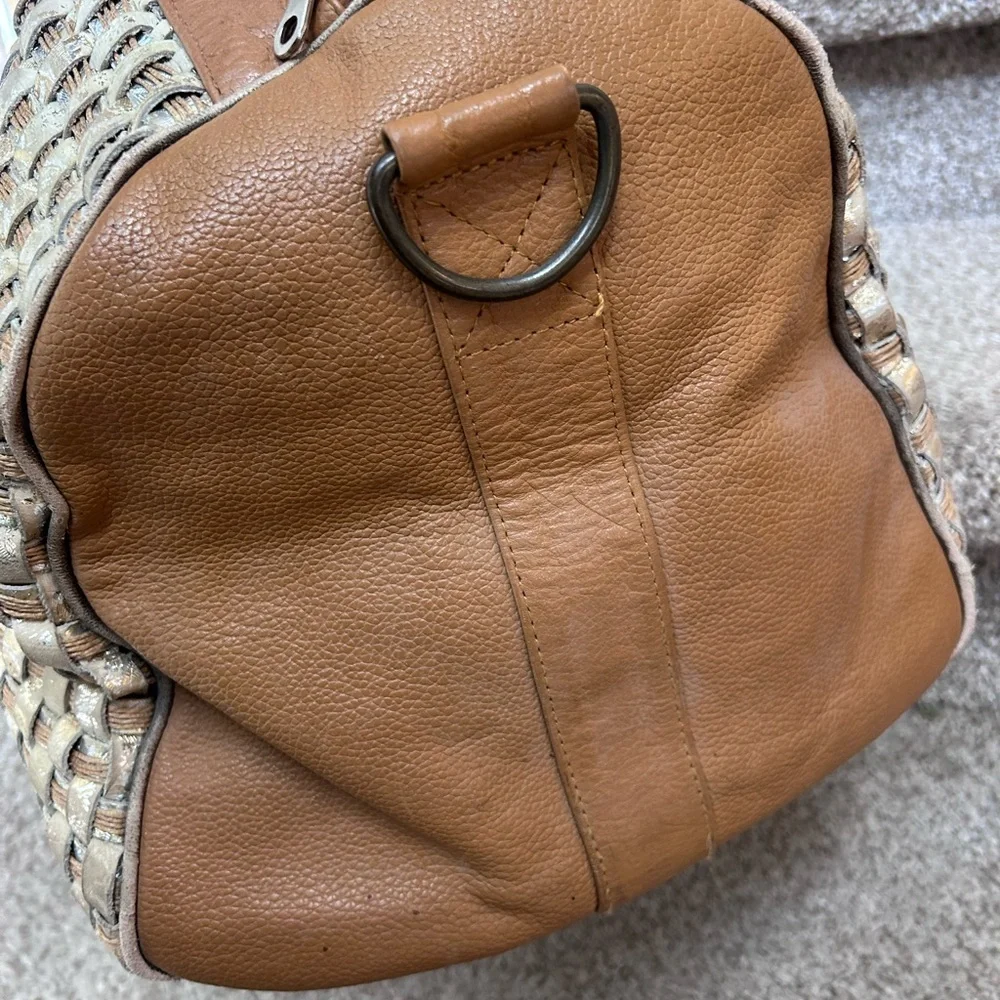 S. S. Leathers woven leather duffle bag. Metallic. Gorgeous twist on classic. - Picture 5 of 16